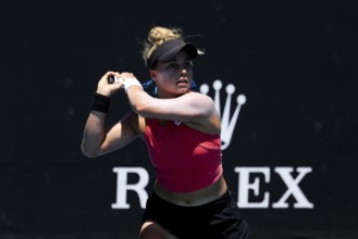 MELBOURNE, AUSTRALIA, JANUARY 12: Renata Zarazua of Mexico in her qualifying match against Destanee