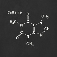 Caffeine Structural chemical formula white on black background