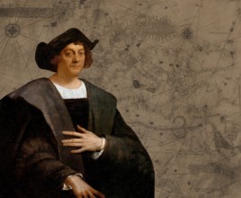 Christopher Columbus, 1451, 1506, Italian navigator, facsimile of the Columbus Mappa Mundi