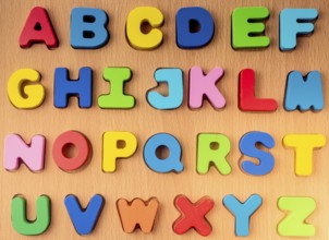 Colorful Letters of Alphabet made of wood