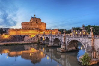 Rome Vatican Italy night city skyline at Castel Sant'Angelo