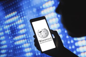 May 20, 2024, Brazil. In this photo illustration, the Wikipédia logo is displayed on a smartphone