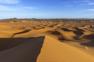 A view of the sand dunes at Erg Chebbi in Morocco