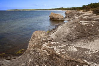 Rauken von Byrum, freestanding sandstone pillars washed out by the sea, Byrum, Oeland, Kalmar