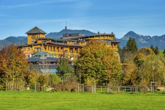 Sonnenalp Resort, blue sky, near Ofterschwang, Allgäu, Bavaria, Germany, Europe