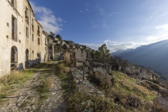Lost place, abandoned houses and ruins in the ghost village, Gairo Vecchio, Gairo, Ogliastra,