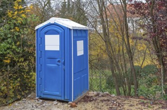 Toilet block on a building site