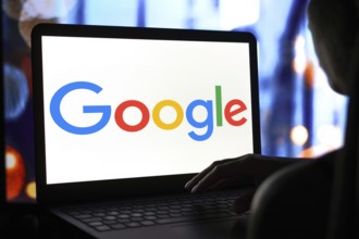 May 9, 2024, Brazil. In this photo illustration, the Google logo is seen displayed on a laptop