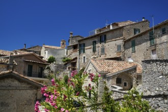 View of the roofs and houses, Roccantica, Roccantica, Sabine Mountains, Province of Rieti, Lazio