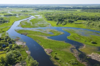 Biebrza National Park, photo with drone, wetland, river, Poland, Europe