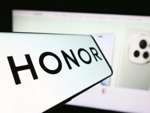 Stuttgart, Germany, 03-15-2024: Mobile phone with logo of Chinese smartphone company Honor Device