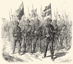 Military parade before King William I after the Battle of Dybbøl, a battle of the Second Schleswig
