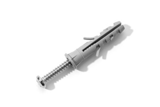 Plastic dowel and screw isolated on a white background. Expansion anchors or fixing dowel with