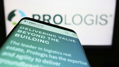 Stuttgart, Germany, 06-18-2022: Mobile phone with website of US real estate company Prologis Inc.