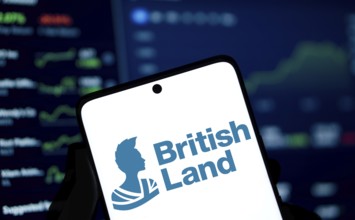 British land logo is displayed on smartphone. British Land is one of the largest property