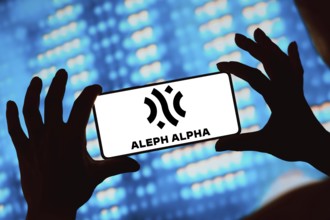 April 15, 2024, Brazil. In this photo illustration, the Aleph Alpha logo is displayed on a