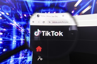 April 17, 2024, Brazil. In this photo illustration, the TikTok logo seen displayed on a computer