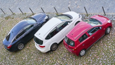 Cars parked in a car park in the city centre of Dresden