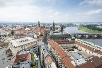 The cityscape of Dresden (Saxony) and the river Elbe