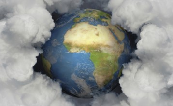 Earth and global emissions. Symbolic image