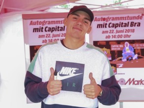 Rapper Capital Bra on promo tour on 22/06/2018 in Magdeburg