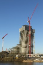 Elbtower construction project halted due to insolvency, construction site of the unfinished