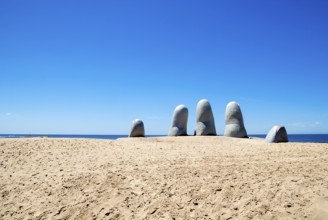 Hand sculpture, a symbol of Punta del Este, Uruguay, South America