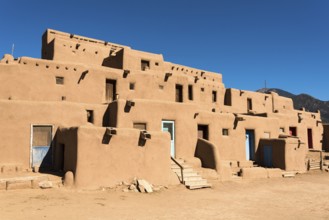 Scenic Taos Pueblo village in New Mexico, USA, North America