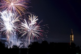Fireworks display over the town of Schrobenhausen (Bavaria)