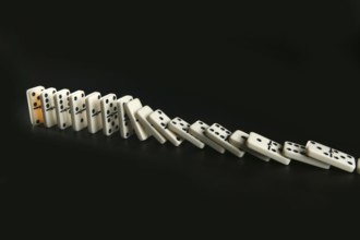 Domino game business metaphor of choosing the right way