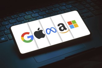 May 3, 2024, Brazil. In this photo illustration, the Google, Apple, Meta, Amazon and Microsoft