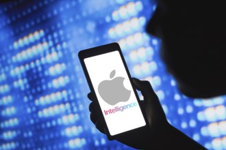 June 10, 2024, Brazil. In this photo illustration, the Apple Intelligence logo is displayed on a