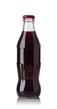 glass bottle of cola isolated on white background