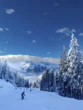 Snow-covered winter landscape in the Silvretta Montafon ski area in Vorarlberg, Austria, Europe