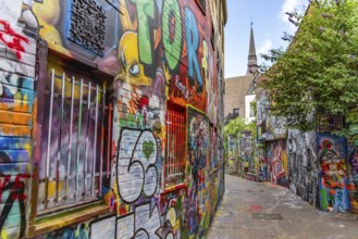 The graffiti alley in Ghent, Belgium, Europe