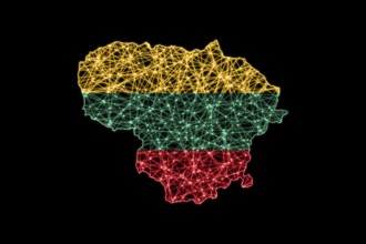 Map of Lithuania, Polygonal mesh line map, flag map