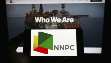 Stuttgart, Germany, 10-03-2022: Person holding smartphone with logo of Nigerian National Petroleum