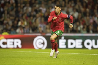 Football match, captain Cristiano RONALDO CR7 Portugal in spurt to the left with concentrated look,