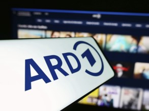 Stuttgart, Germany, 04-10-2024: Smartphone with logo of German public-service broadcasting