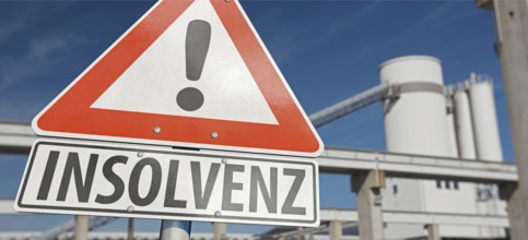 Warning sign with the German word ` Insolvenz` insolvency