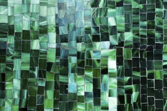 Gradient green mosaic bathroom tiles