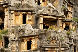Pictures & images of the ancient Lycian rock cut tombs town of Myra, Anatolia, Turkey, Asia