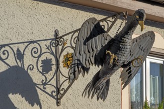 Nose sign with metal eagle at the Adlerwirtschaft, Sonthofen, Allgäu, Bavaria, Germany, Europe