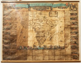 Genova, Italy, 8 August 2023: Spinola Palace. Antique map shows Africa known to Europeans in the