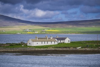 Stromness, partial view, building at the harbour entrance, Mainland, Orkney Islands, Scotland,