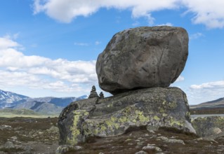 Big rocks and stack mof small stones in norway on the valdreslfya famous road