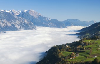 Low-hanging clouds near Weerberg, Tyrolean Lower Inn Valley, Tyrol, Austria, Europe