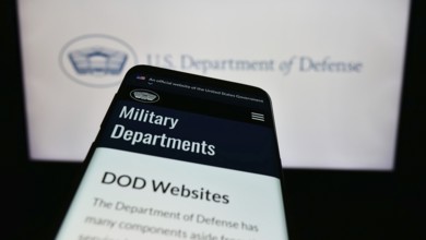 Stuttgart, Germany, 10-29-2023: Mobile phone with website of United States Department of Defense
