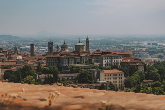 Close-up of the historic city centre, Bergamo, Italy, Europe