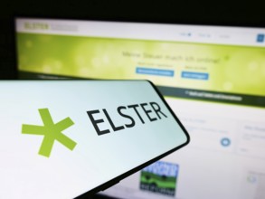 Stuttgart, Germany, 10-15-2022: Cellphone with logo of German tax software Elster on screen in